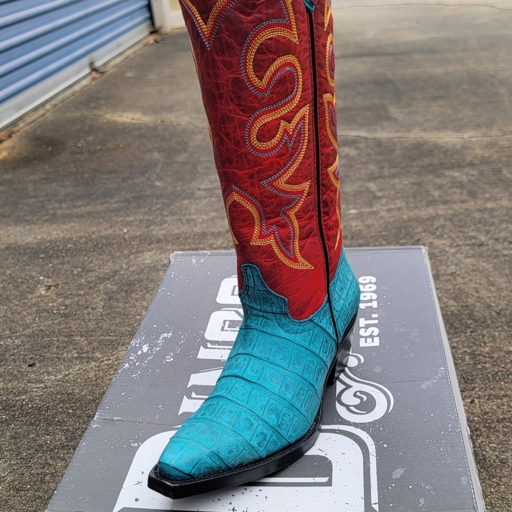 Dingo Red and Turquoise Heeled Boots